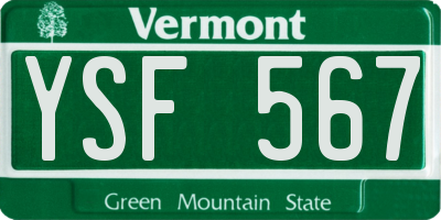 VT license plate YSF567