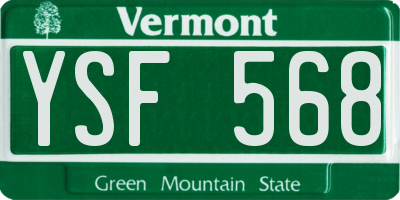 VT license plate YSF568