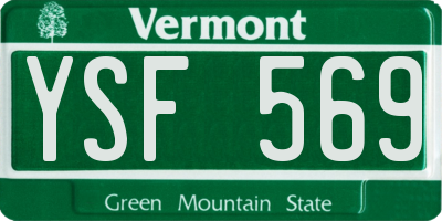 VT license plate YSF569