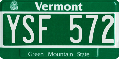VT license plate YSF572