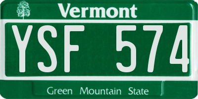 VT license plate YSF574