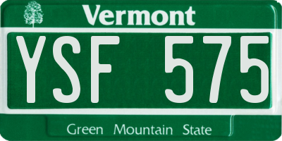 VT license plate YSF575