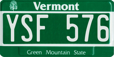 VT license plate YSF576