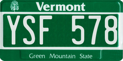 VT license plate YSF578