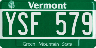 VT license plate YSF579