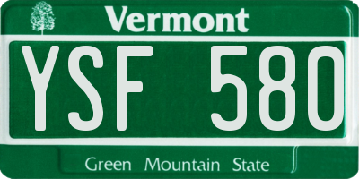 VT license plate YSF580