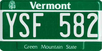 VT license plate YSF582