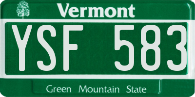 VT license plate YSF583
