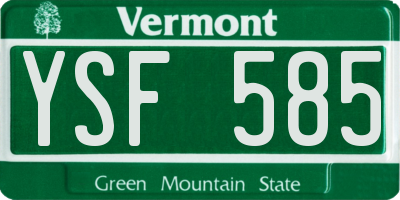 VT license plate YSF585