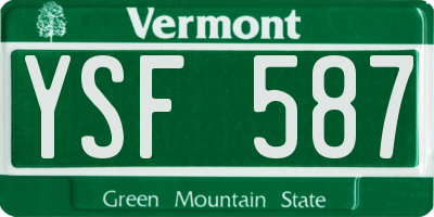VT license plate YSF587