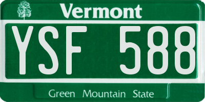 VT license plate YSF588
