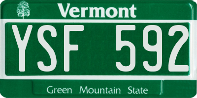 VT license plate YSF592