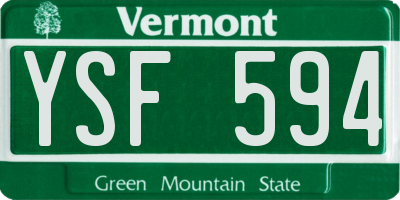VT license plate YSF594