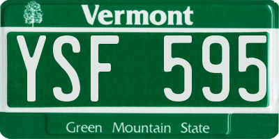 VT license plate YSF595
