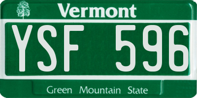 VT license plate YSF596