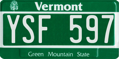 VT license plate YSF597