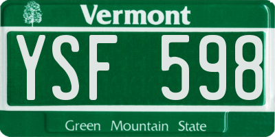 VT license plate YSF598