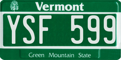 VT license plate YSF599