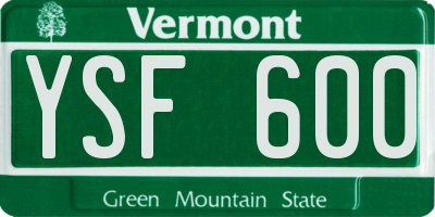 VT license plate YSF600