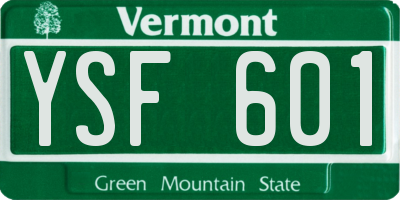 VT license plate YSF601