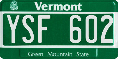 VT license plate YSF602