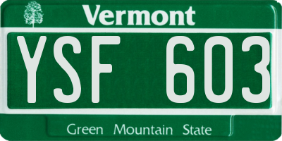 VT license plate YSF603