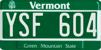 VT license plate YSF604