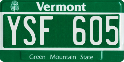 VT license plate YSF605