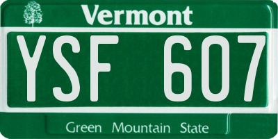 VT license plate YSF607