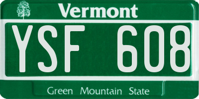 VT license plate YSF608