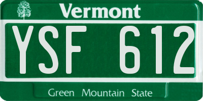 VT license plate YSF612