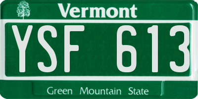 VT license plate YSF613