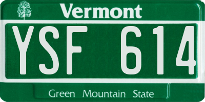 VT license plate YSF614