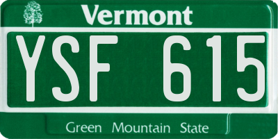 VT license plate YSF615