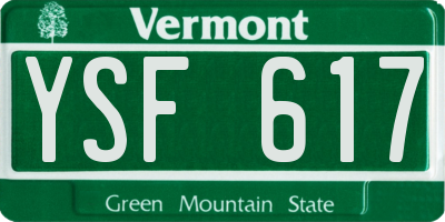 VT license plate YSF617