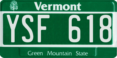 VT license plate YSF618