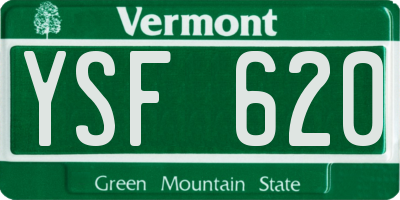 VT license plate YSF620