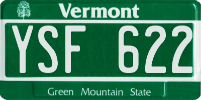 VT license plate YSF622
