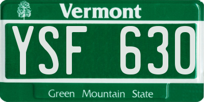 VT license plate YSF630