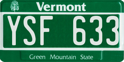 VT license plate YSF633