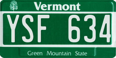 VT license plate YSF634