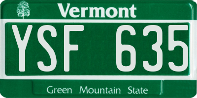 VT license plate YSF635