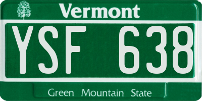 VT license plate YSF638