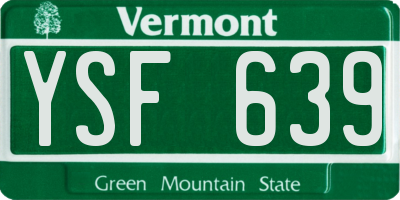 VT license plate YSF639