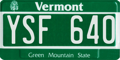 VT license plate YSF640