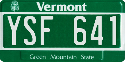 VT license plate YSF641