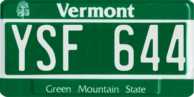 VT license plate YSF644