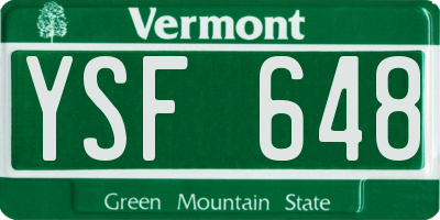 VT license plate YSF648