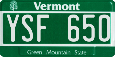 VT license plate YSF650