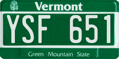 VT license plate YSF651